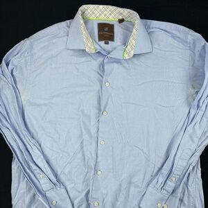 Tattersall Button Up Shirt Mens 17.5 34/35 Blue